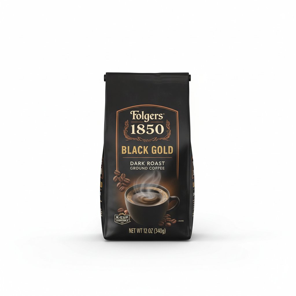 Folgers 1850 Black Gold Dark Roast Ground — 12 oz bag