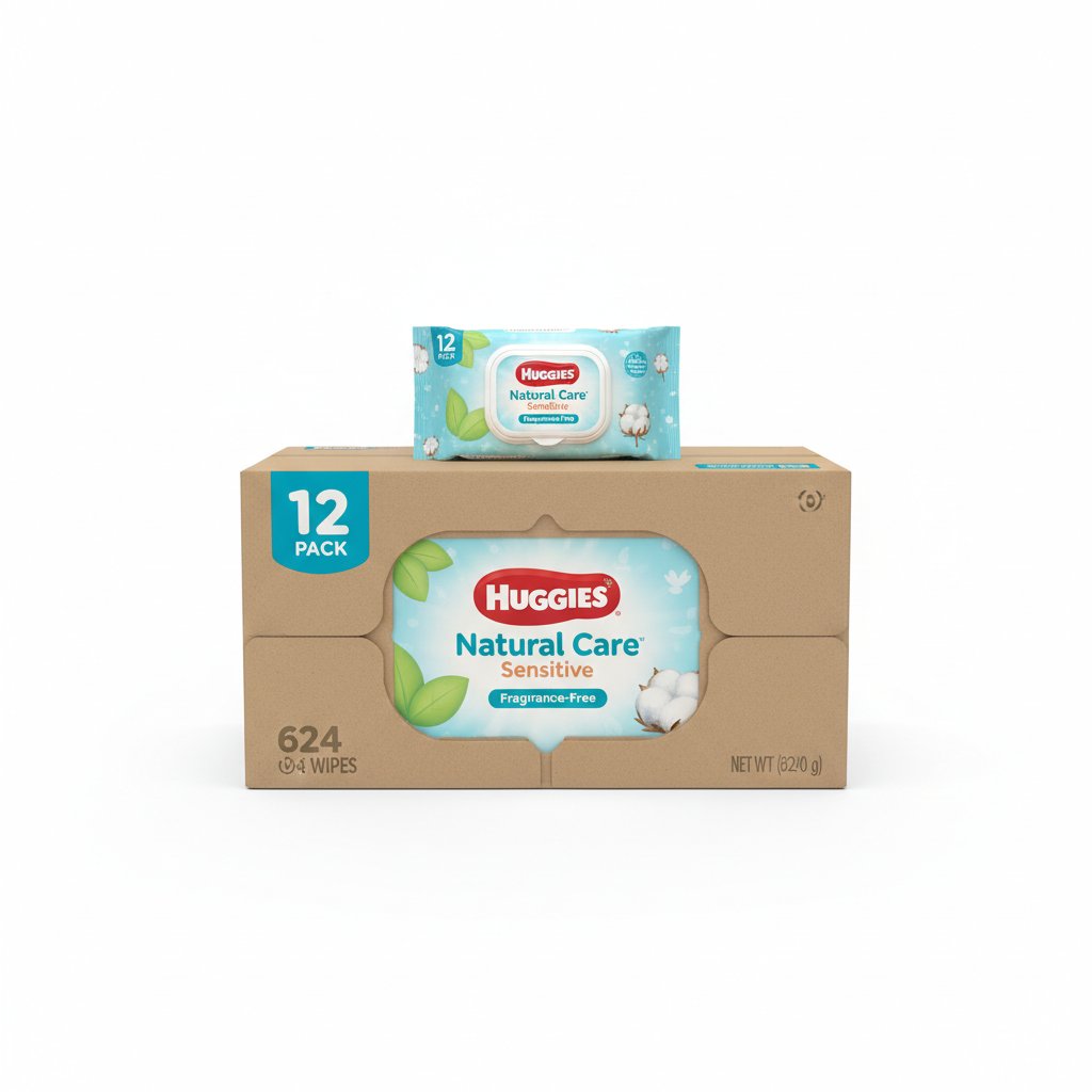 Huggies Natural Care Sensitive Baby Wipes — 12 packs × 52 wipes (624 total)